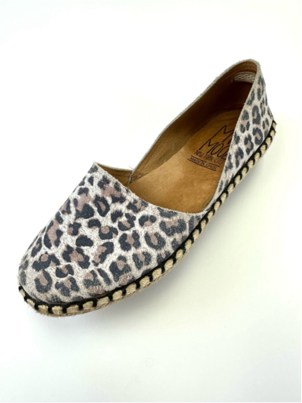 Miz Mooz Leopard Suede Espadrilles 37 Slip On Flats Boho Casual Style